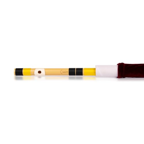 Image of Radhe Flutes | E Natural Right Handed Base Bansuri | Tuned With Tanpura A=440Hz | PVC Flute + Velvet Cover + Hindi & English Flute Lessons | PERENT (Beige Flute With Black & Yellow Threads)