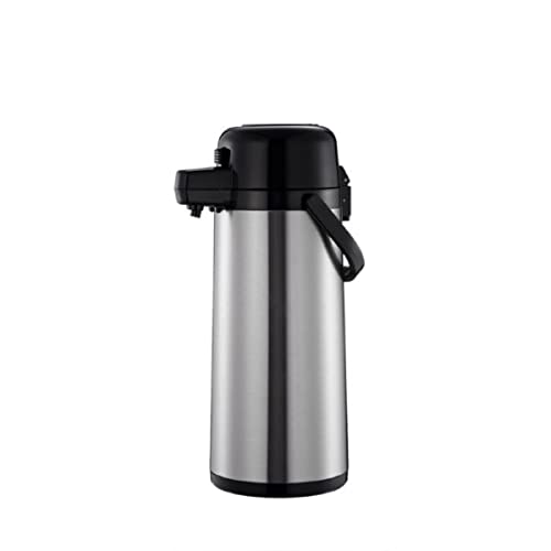 TrueCraftware- 2.2 Liter/ 74 oz Push Button Coffee Airpot Stainless Steel Body Glass Lined - Hot Beverage Coffee Chocolate Juice Tea Drinks Dispenser Ideal for Large Crowds for Any Occasion