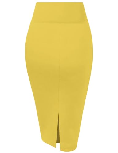 Image of Hybrid & Company Women's Premium Nylon Ponte Stretch High Waist Pencil Suit Skirt Below Knee