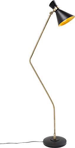 Preisvergleich Produktbild Kare Design Stehleuchte Skagen, Schwarz Goldene Stehlampe im Retro-Design, Handgefertigte Stehlampe für das Wohnzimmer (H / B / T) 146x45x25cm