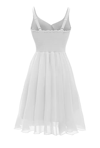 Dressever Summer Cocktail Dress V-Neck Adjustable Spaghetti Strap Chiffon Sundress - Image 3