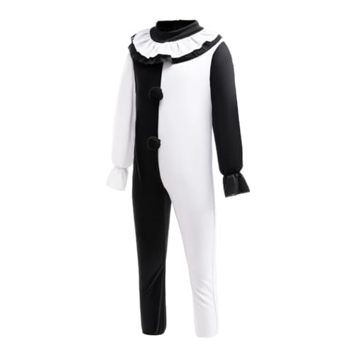 Disfraz Completo de Payaso Pierrot Blanco y Negro para Niños 8-10 miniatura 3