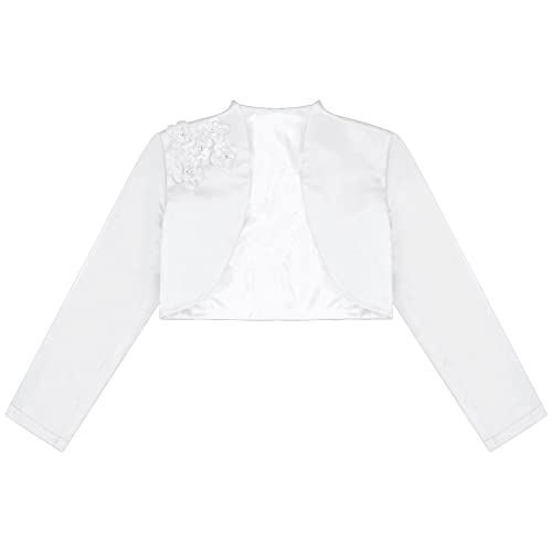 Loyan Kids Girls Long Sleeve Bolero Shrug Cardigan Satin Jacket Coat Wedding Party Flower Girl Dress Cover Up3