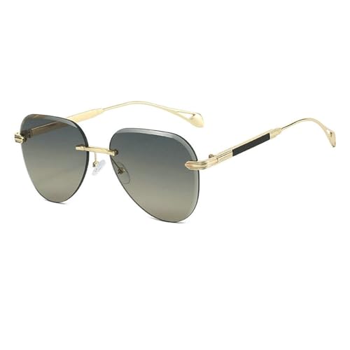 willochra Retro Rimless Pilot Sunglasses Oversized for Women Men 2025 Vintage 70s Trendy Oval Gradient Sun Glasses UV400