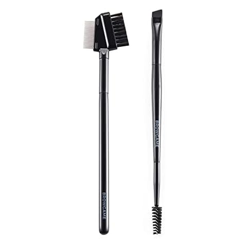 Browgame Brow Brush Kit - Features Premium Synthetic Bristles - Shapes And Grooms - Creates Clean, Defined Edges - For Brushing Through Brows And Combing Through Eyelashes - Travel Friendly - 3 Pc Cover