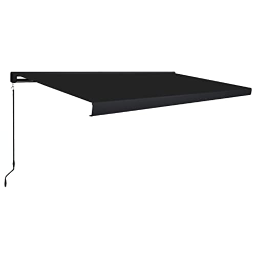 Einziehbare manuelle Kassettenmarkise, 500 x 300 cm, Balkonüberdachung, Terrassenschatten, Fensterabdeckung, Anthrazit-Farbe für Sonnenschutz und Stil
