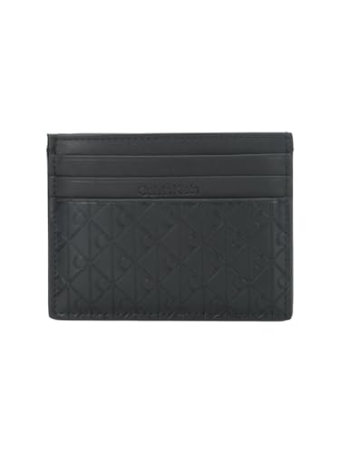 Image of Calvin Klein Logo black leather card wallet