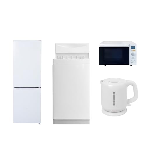 [山善] 【新生活家電4点セット】 家電セット 冷蔵庫157L 洗濯機6kg オーブンレンジ18L ケトル ホワイト 一人暮らしの商品画像（Amazon）