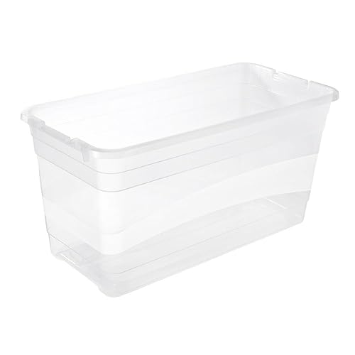 keeeper Aufbewahrungsbox mit Deckel und Schiebeverschluss, 79,5 x 39,5 x 40 cm, 83 l, Cornelia, Transparent