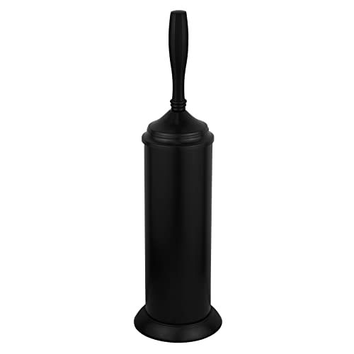 Image of Splash Home Kolva Stainless Steel Toilet Brush with Holder, Bowl Scrubber with Durable Cleaning Bristles, Hidden Brush with Splash Protective Disc Design - Matte Black