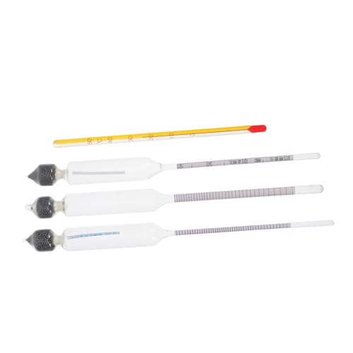 KICHOUSE 3pcs Alcohol Meter Hydrometer Home Alcohol Test Thermometer Alcohol Percentage Tester Alcoholmeter Wine Testing Meter Alcohol Measuring Tools Alcohol Proof Testers Wine Meter Glass