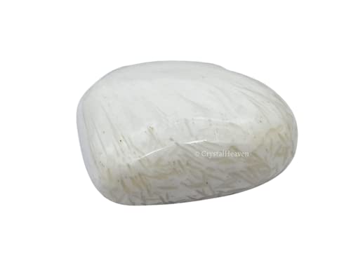 Image of Scolecite Crystal Heart Palm Pebbles Stones for Anxiety Stress Relief Massage - AAA Grade Original Healing Gemstone Agate Heart Palm Stone for Yoga Meditation Spiritual
