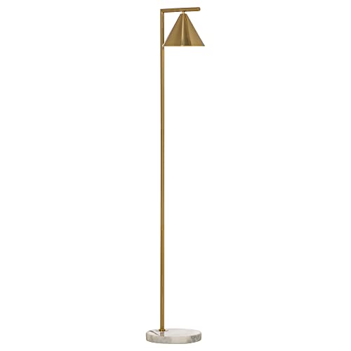 HOMCOM Lampada da Terra in Metallo Moderna Base Rotonda in Marmo con Paralume Regolabile 350°, Lampada Piantana Moderna per Arredamento Moderno, Altezza 153cm, Oro