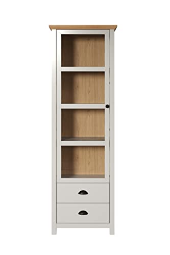 trendteam Smart Living - vitrine Armoire de Salon - Salon - côté Ville - Dimensions d'assemblage (LxHxP) 65 x 201 x 41 cm - Couleur Gris Clair avec chêne...