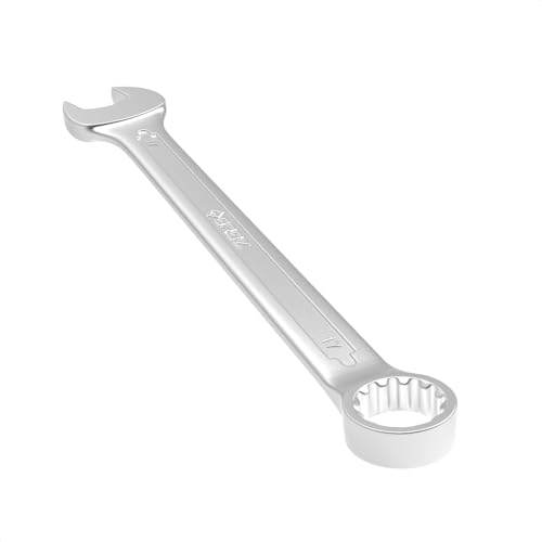 Image of Groz Combination Spanner 17 mm, Length 210 mm | DIN 3113 Standards | Chrome Vanadium, Matt Satin Chrome Combination Wrench Tool | CSP /DIN /17G