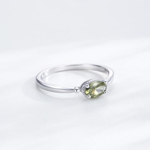 Porte Alliance Bagues Argentées Vintage Vert Olive Solitaire