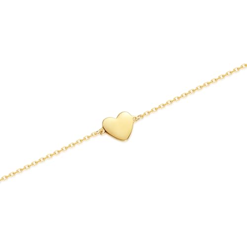 FANCIME 14k Solid Yellow Gold Heart Charm Bracelet Fine Jewelry Anniversary Birthday Gifts for Women, 6.7"+ 1.2" Extender4