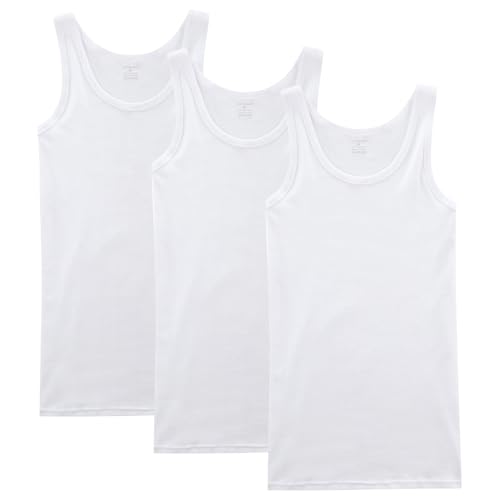 NUOZA Camiseta de Tirantes para Hombre Pack de 3 de Algodón 100% Interior-Blanco,XXL