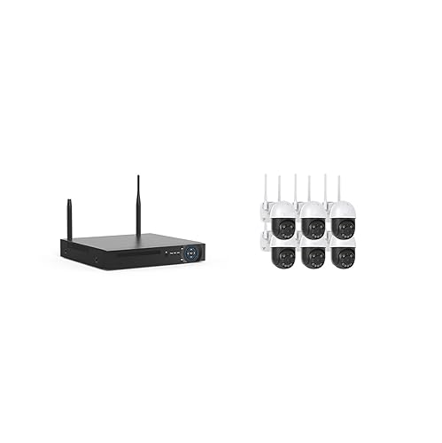 Equipo de videovigilancia Kit de Seguridad con cámara de 8 Canales, CCTV inalámbrico, NVR, Ptz for Exteriores, videovigilancia bidireccional(4T,3MP 6PCS Camera)
