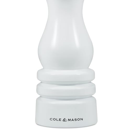 Cole & Mason London Refillable Spice Mill - Kitchen & Home Accessory - Table Salt Grinder - Salt Mill with Ceramic Mechanism - 7\", White Gloss