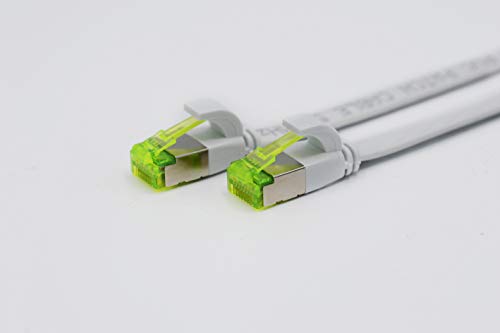 Helos Câble Patch Ultra-Plat U/FTP Cat 6a Blanc 15 m