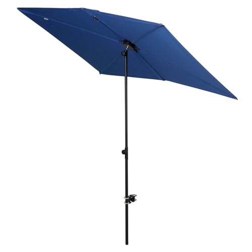 Grand patio Balcony Umbrella, 6x4 FT Rectangular Outdoor Umbrella, Patio Umbrella with 360 Degree Roating Knob, Patio Shade with Clamp for Balcony, Apartment, Navy Blue by Grand patio - Used condition - US$79.99