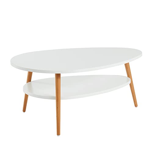 BAÏTA Stone Couchtisch, Holzwerkstoff, weiß, L90cm