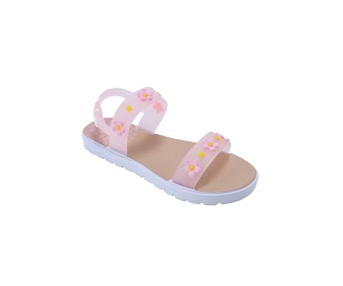 Image of bebe Girl's Flat Sandals - PCU Sandals with Flower, Bow, and Rhinestone Details for Toddler /Little Kid /Big Kid