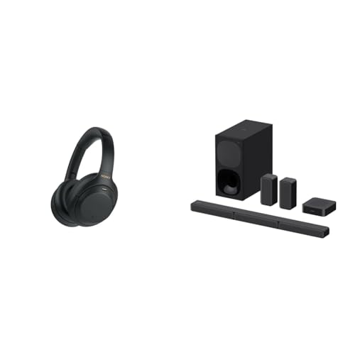 Image of Sony WH-1000XM4 Wireless Premium Noise Canceling Overhead Headphones with Mic for Phone-Call and Alexa Voice Control, Black WH1000XM4 & HT-S40R 5.1ch Home Theater Soundbar System,Black