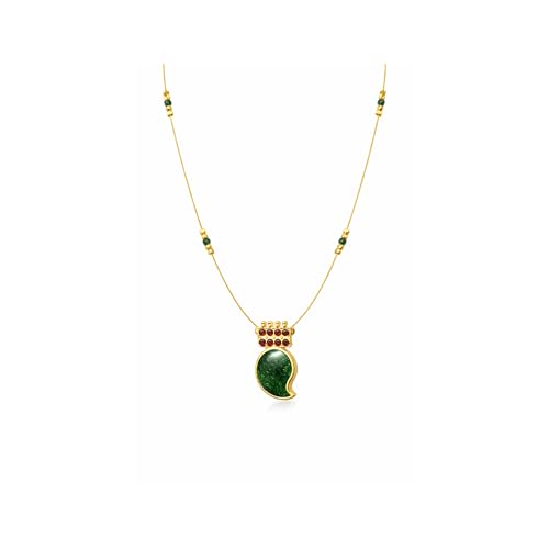 Image of Women's Gold-Plated Mango Pendant Necklace Ruby Accent Mango Design Lightweight Chain for Girls & Women