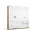 Contenido del envío: 1 armario con 8 cajones, color blanco brillante, material de madera – Dimensiones: 181 x 197 x 54 cm – 1 barra para colgar y 2 estantes – Se entrega desmontado, fácil montaje