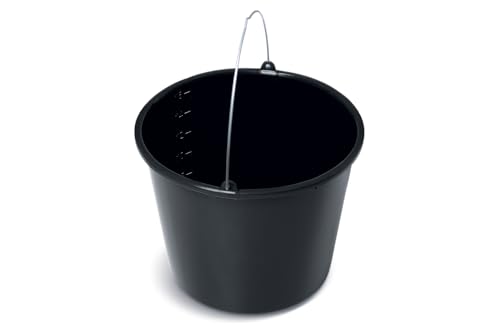 Black Plastic Bucket by Stolmet, Four Sizes (5L, 12L, 16L, 20L), Durable and Versatile solution for use at home, garden, construction sites, or workshops, Set of 1, 3, 5 or 10 (1, 16 Litres)