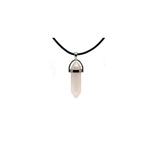 Esotérisme-lithothérapie- Pierre & Minéraux- Pendentif Bâton 6 Facettes en Quartz Rose