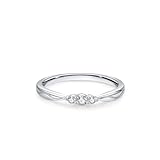 Anillos de plata para mujer, anillo de boda con diamantes de oro blanco y Pt950, regalos únicos para amigas y mujeres, N 1/2, Oro blanco de 14 quilates, Diamante