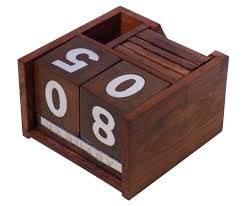 ITOS365 Handmade Embellished Date Calender for Office/Work/Home Desk with Pen Stand and Wooden Drink Coasters for Tea Cups/Coffee Mugs and Water Glasses-image-6