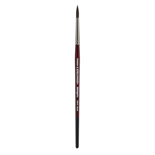 KINGART Equinox 747R-6 Round Paintbrush for Watercolor, Gouache, Inks, & Dyes, Size 6, Short Handle