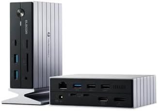 エレコム USB-Cハブ ドッキングステーション 14in1 Thunderbolt4対応 PD 60W 3画面出力 HDMIポート Display port LANポート マグネット付スタンド付属 縦置き対応 ブラック DST-W07