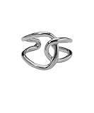 [SBG by 7JEWELRY] リング 指輪 レディース blackdia ocean ブランド フィット クロス リング カラー 金属アレルギー 対応 ステンレス ゴールド シルバー 11号 13号 16号 おしゃれ 可愛い 大人可愛い 上品 金 銀 アシンメトリー アクセサリー ジュエリー (13号, シルバー)