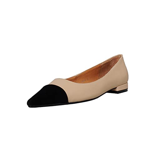 TinaCus Women's Cap Toe Handmade Genuine Leather Comfort Slip On Flat Shoes