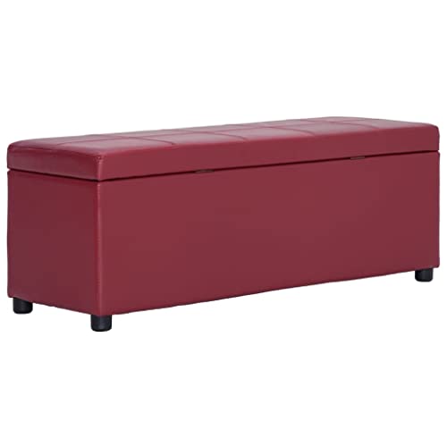 vidaXL Banc avec Compartiment de Rangement Tabouret Siège Banquette Pouf Bout de Canapé Chambre à Coucher Salon Intérieure Maison Bordeaux Similicuir
