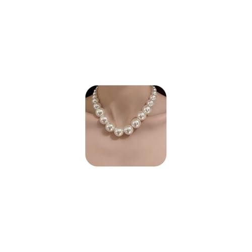 Vintage Boho Short Middle Large Pearl Shiny Choker Necklaces Dainty Pearls Simple 1920s Choker Necklace Halloween Prom Party Bar Necklace for Women