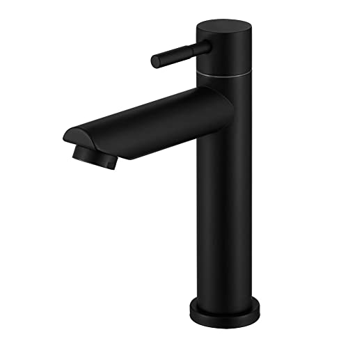 Emiif Monomando de Baño Negro Mate con Acabado en Encimera, Grifo Alto para Lavabo, Cocina, Baño y Fregadero