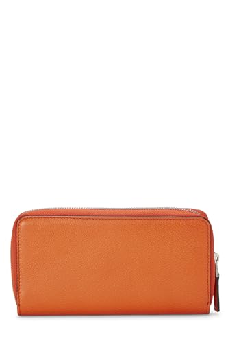 Pre-Loved Orange Leather Striped Zip Continental Wallet, Orange3