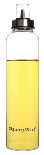 Image of SignoraWare Even Flow Borosilicate Glass Oil Dispenser | Measurement Marking | Easy Refilling | Control Oil Dispensing | Modern Look | Pointer Oil Nozzle with Covering Lid (1 Ltr | Clear)