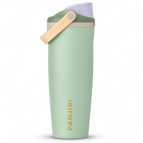 Image of FreeSip Gym Water Bottle 30oz - Leak Proof Lock Lid, Matte Metallic Finish, Carry Handle, Durable Stainless Steel, Perfect for Workout & Sports (Pistachio, 900 ML)