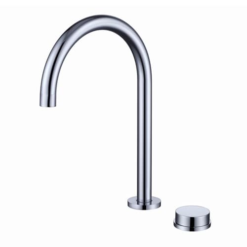 Robinet de salle de bain à bec pivotant mitigeur chromé 2 trous eau chaude froide lavabo