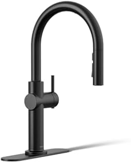 KOHLER 22974-BL Crue Touchless Kitchen Faucet with Pull Down Sprayer, Touchless Activation, Motion Sensor, Hands-Free Faucet, Matte Black