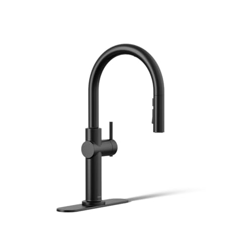 KOHLER 22974-BL Crue Touchless Kitchen Faucet with Pull Down Sprayer, Touchless Activation, Motion Sensor, Hands-Free Faucet, Matte Black