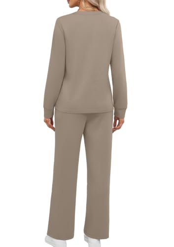 Lounge Sets for Women Two Piece Early Fall Fashion Clothing 2026 Brown XS | Fall Outfits for Women 2026, Airport Travel, Wide Leg Pants, Matching Sets, Loungewear, Teacher Outfit, Winter Clothing - image 5