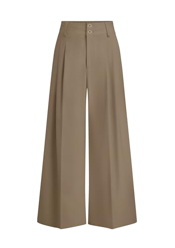 PRETTYGARDEN High-Waist Pleated Palazzo Pants (Khaki)